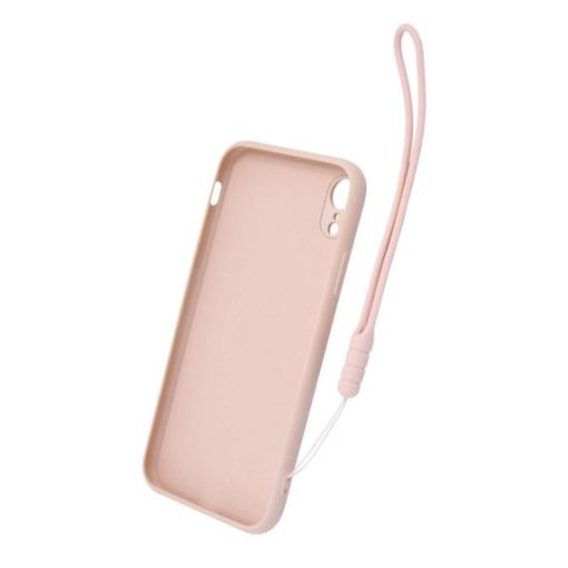 iphone xr silikonskal med ringhallare och handrem rosa 2