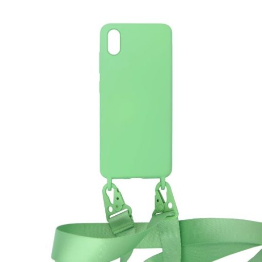 iPhone XS Max Skal i Silikon med Rem - Grön
