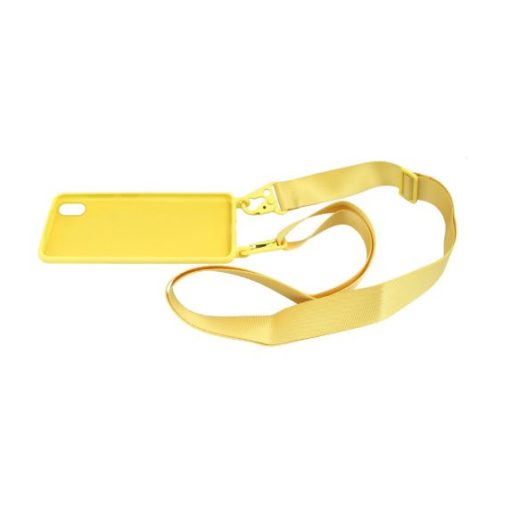 iphone xs max silikonskal med rem halsband gul 1