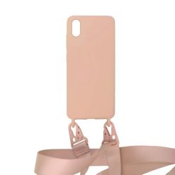 iPhone XS Max Skal i Silikon med Rem - Rosa