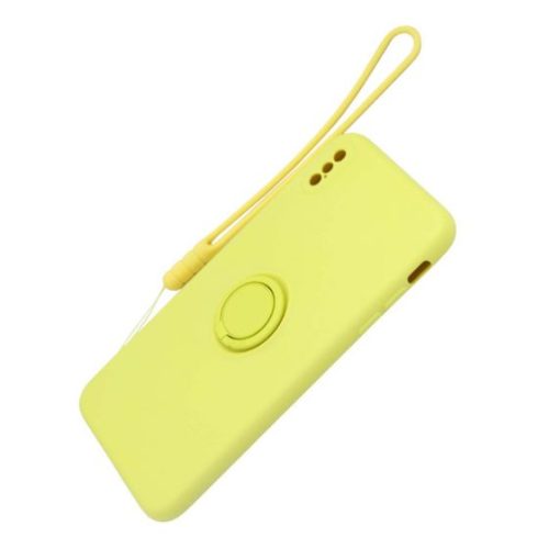 iphone xs max silikonskal med ringhallare och handrem gul 3