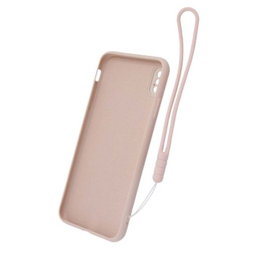 iphone xs max silikonskal med ringhallare och handrem rosa 2