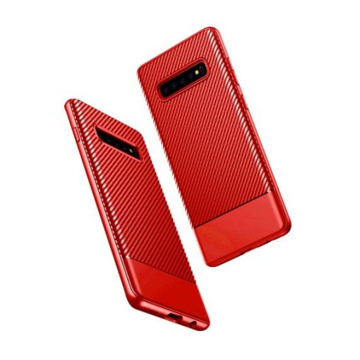 Samsung Galaxy S10 Plus Skal i Kolfiber - Röd