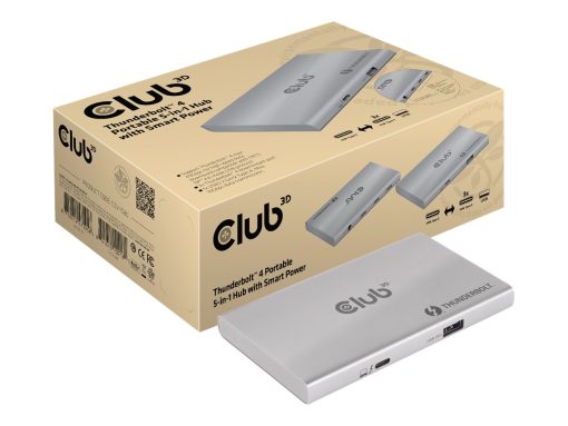 club3d thunderbolt 4 portable 5 in 1 hub smart power dockingstation