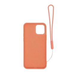iphone 12 mini silikonskal med ringhallare och handrem orange 1