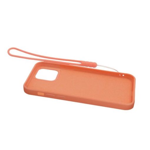 iphone 12 mini silikonskal med ringhallare och handrem orange 3