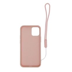 iphone 12 mini silikonskal med ringhallare och handrem rosa 1