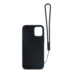 iphone 12 mini silikonskal med ringhallare och handrem svart 1