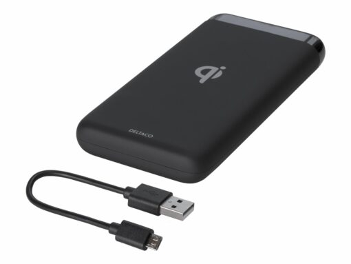 deltaco pb q1001 tradlos power bank 10000mah sort