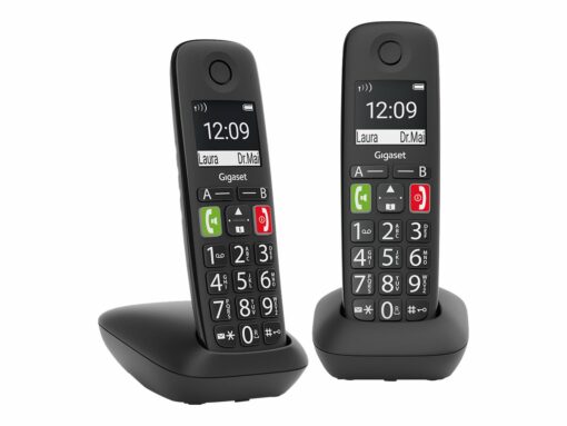 gigaset e290 duo tradlos telefon ingen nummervisning sort