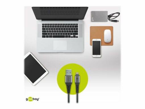 goobay Lightning kabel USB hane till Lightning hane 2 m gra svart for Apple iPadiPhoneiPod Lightning 3