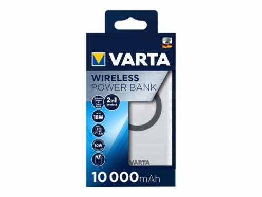 varta tradlos opladningspude power bank 10000mah gra hvid 1