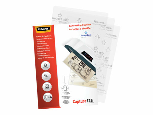 fellowes laminating pouches capture 125 micron laminerings poser a4 210 x 2