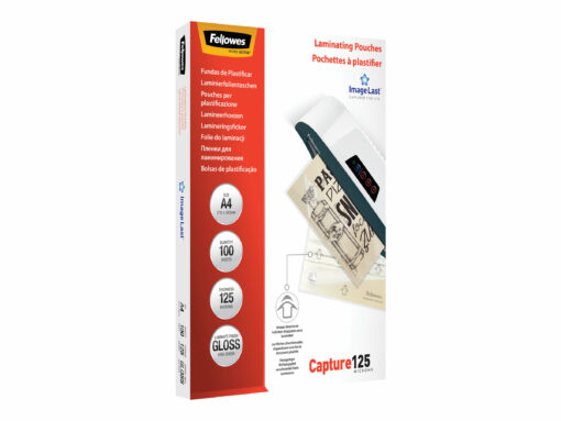 fellowes laminating pouches capture 125 micron laminerings poser a4 210 x 3