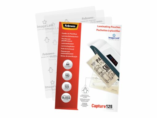 fellowes laminating pouches capture 125 micron laminerings poser a4 210 x 4
