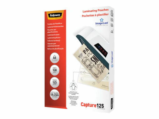 fellowes laminating pouches capture 125 micron laminerings poser a4 210 x