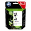 hp 62 twin pack sort farve cyan magenta gul