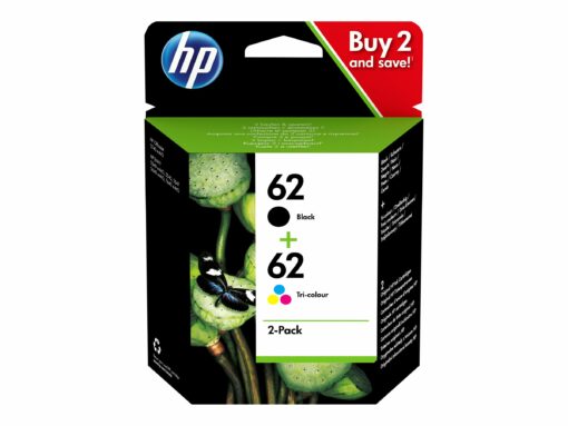 hp 62 twin pack sort farve cyan magenta gul