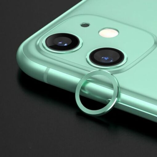 iphone 12 lins kameraskydd med metallram gron 2 pack