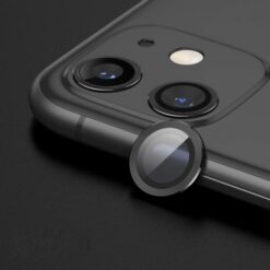 iphone 12 lins kameraskydd med metallram svart 2 pack