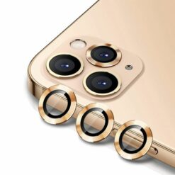 iphone 12 pro max lins kameraskydd med metallram guld 3 pack 1