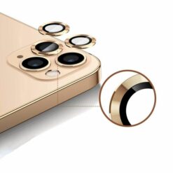 iphone 12 pro max lins kameraskydd med metallram guld 3 pack