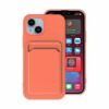 iphone 14 plus silikonskal med korthallare orange