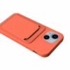 iphone 14 plus silikonskal med korthallare orange 3