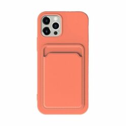iphone 14 pro max silikonskal med korthallare orange 1