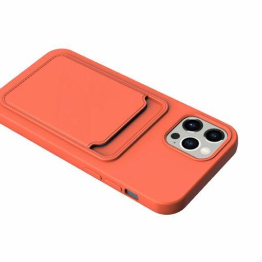 iphone 14 pro max silikonskal med korthallare orange 2