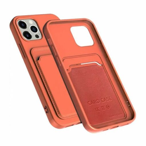 iphone 14 pro max silikonskal med korthallare orange 3
