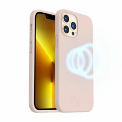 iphone 14 pro max silikonskal rvelon magsafe sand rosa