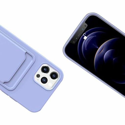 iphone 14 pro silikonskal med korthallare lila 2
