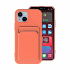 iphone 14 silikonskal med korthallare orange