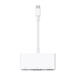 Apple USB-C VGA Multiport-adapter i vitt med USB-C-kabel, VGA- och USB-A-port