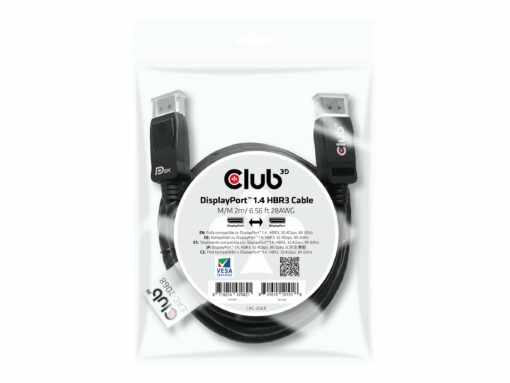 club 3d displayport 14 to displayport 14 m m 2m 1