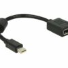 delock adapter displayport hun mini displayport han 21 cm sort