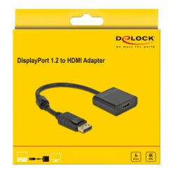 delock videoadapter displayport hdmi 20cm sort 1