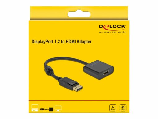 delock videoadapter displayport hdmi 20cm sort 1