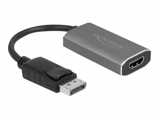 delock videoadapterkabel displayport hdmi 20cm sort gra