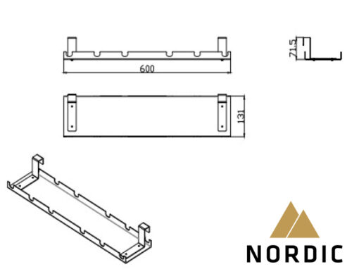 nordic office kabelbakke 100x13x7 cm metal sort