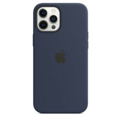 apple iphone 12 pro max silikonskal med magsafe djupbla marin 1