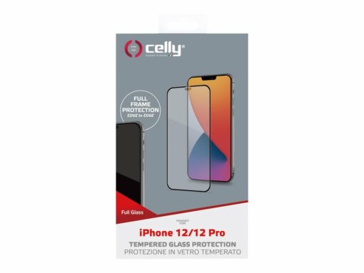 celly full glass skaermbeskytter sort transparent apple iphone 12 12 pro 2