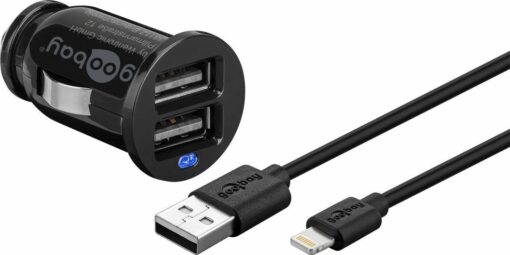 goobay billader lightning 2 1a 2xusb 1 0m black