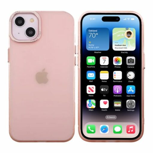 iphone 14 plus mobilskal frostat rosa