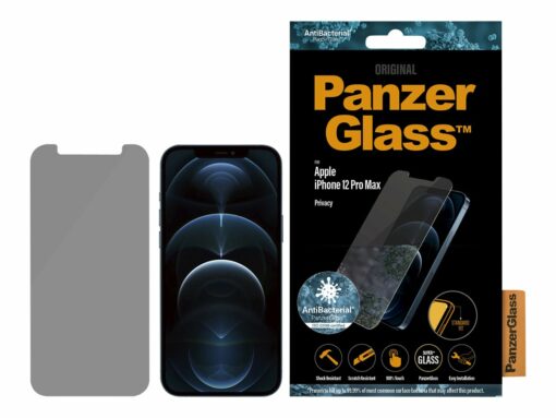 panzerglass original privatlivsfilterskaerm sort transparent apple iphone 12