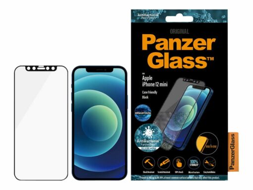 panzerglass skaermbeskytter sort transparent apple iphone 12 mini 3