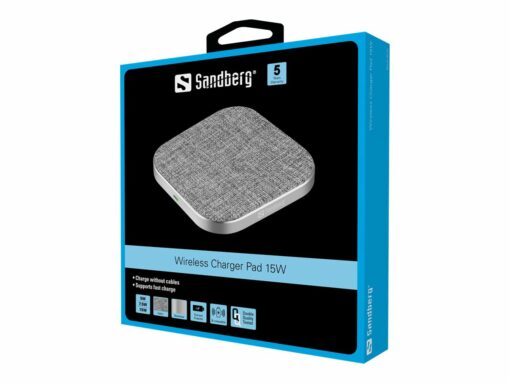 sandberg tradlos opladningsmatte 15watt 24 pin usb c 2