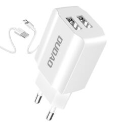 Dudao EU Väggladdare 2x USB 5V : 2.4A med kabel Vit
