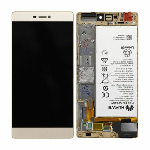 huawei p8 skarm display med batteri oem guld